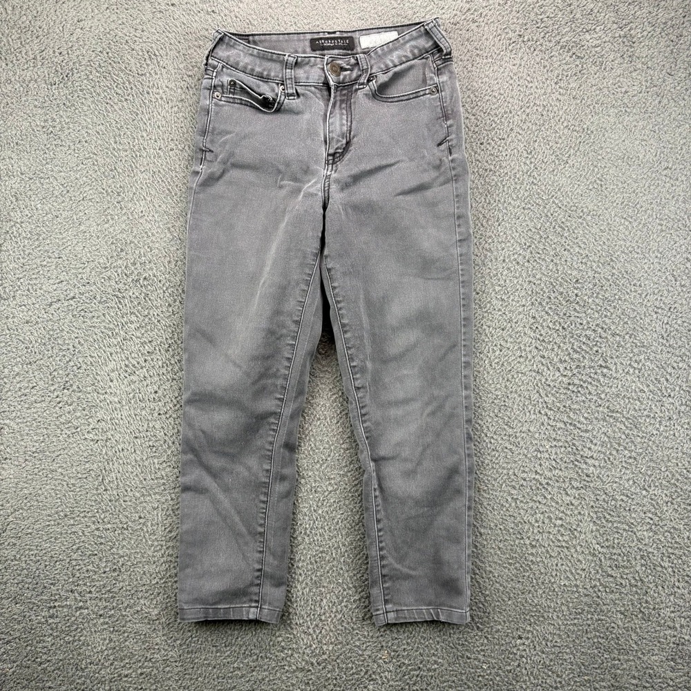 Aeropostale High Waisted Jegging Womens 00 Reg Gray Faded Denim Skinny Jeans